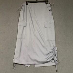 HYFVE Women's Blue Cargo Midi Parachute Skirt‎ Drawstring Gray Size Small